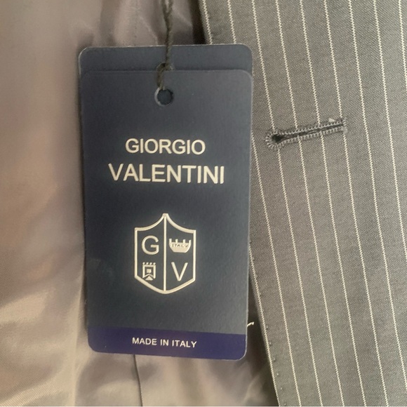 New With Tags Georgio Valentini Pinstripe 100% Wool Suit Size 22 Boys Small mens - Picture 2 of 10